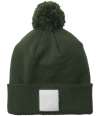 BB338R B338R Beechfield Appliqué Patch Pom Beanie Olive Green / White colour image